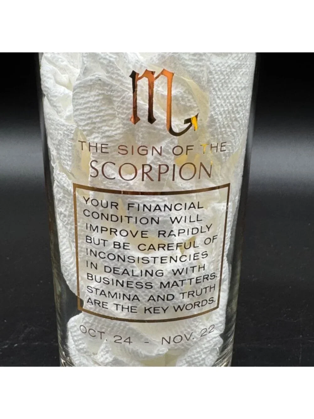 Vintage 1970s Anchor Hocking Scorpio Zodiac Gold Highball Glass 5.5
